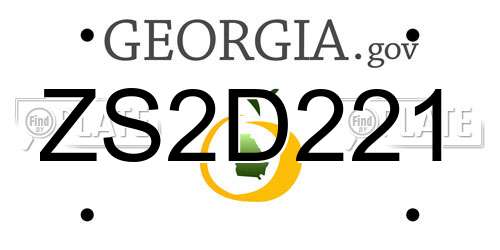 ZS2D221 Georgia License Plate