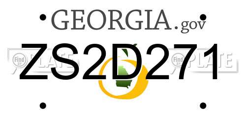 ZS2D271 Georgia License Plate