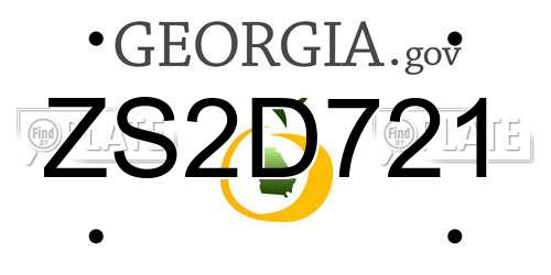 ZS2D721 Georgia License Plate