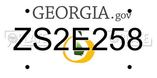 ZS2E258 Georgia License Plate