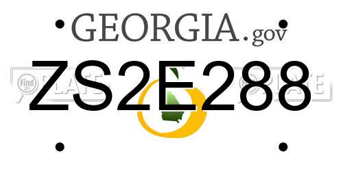 ZS2E288 Georgia License Plate
