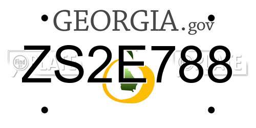 ZS2E788 Georgia License Plate