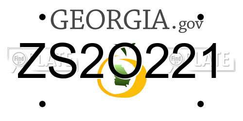ZS2O221 Georgia License Plate