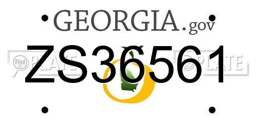 ZS36561 Georgia License Plate
