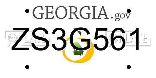 ZS3G561 Georgia License Plate