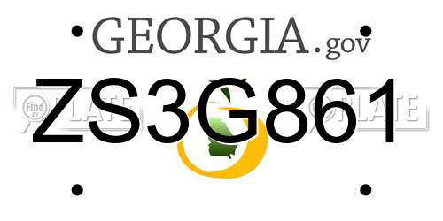 ZS3G861 Georgia License Plate
