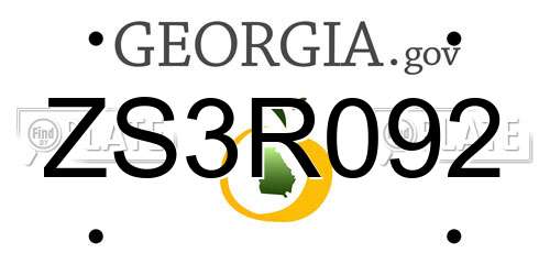 ZS3R092 Georgia License Plate