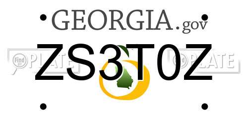 ZS3T0Z Georgia License Plate