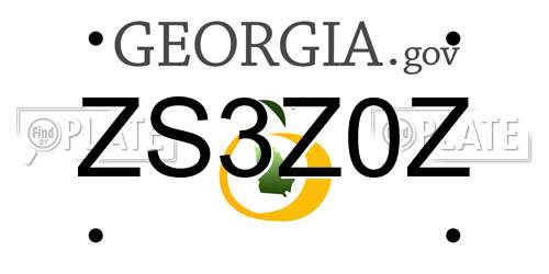 ZS3Z0Z Georgia License Plate