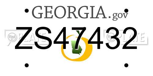 ZS47432 Georgia License Plate