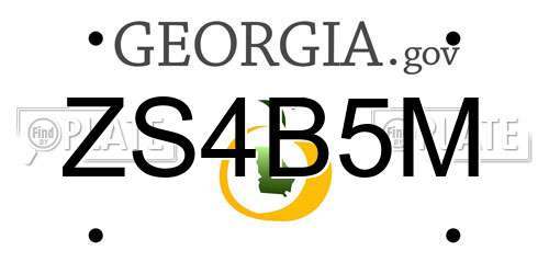 ZS4B5M Georgia License Plate