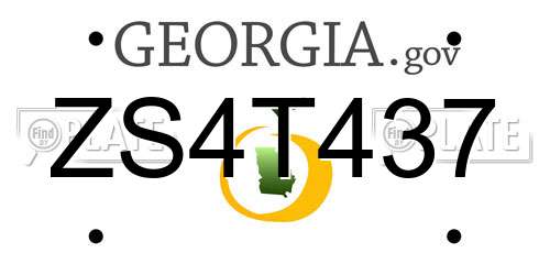 ZS4T437 Georgia License Plate