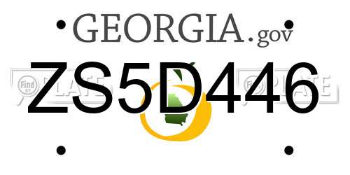 ZS5D446 Georgia License Plate
