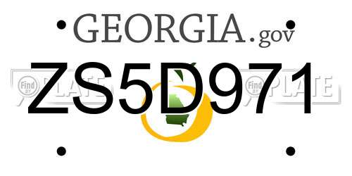 ZS5D971 Georgia License Plate