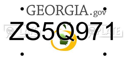 ZS5Q971 Georgia License Plate