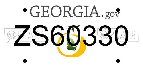ZS60330 Georgia License Plate