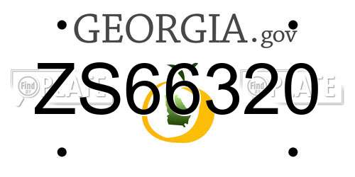 ZS66320 Georgia License Plate