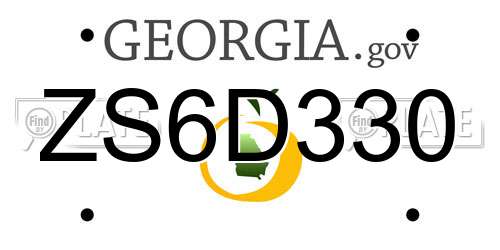 ZS6D330 Georgia License Plate