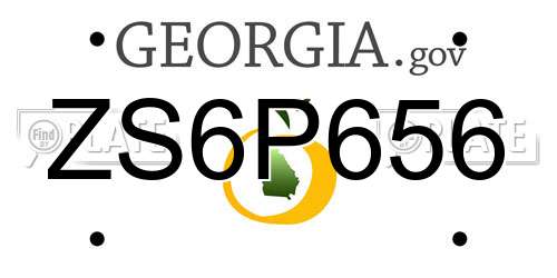 ZS6P656 Georgia License Plate