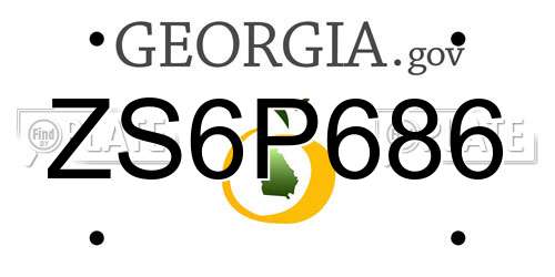 ZS6P686 Georgia License Plate