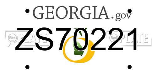 ZS70221 Georgia License Plate
