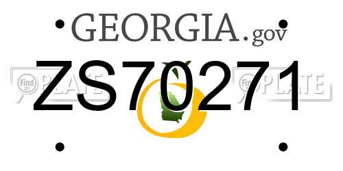 ZS70271 Georgia License Plate