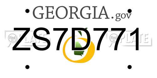 ZS7D771 Georgia License Plate