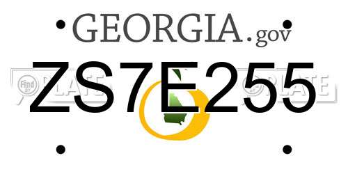 ZS7E255 Georgia License Plate