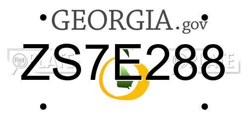 ZS7E288 Georgia License Plate