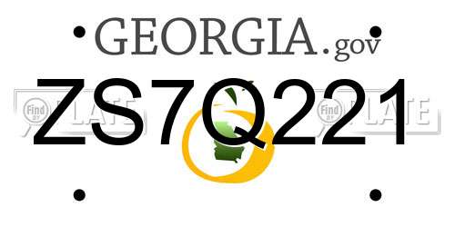 ZS7Q221 Georgia License Plate