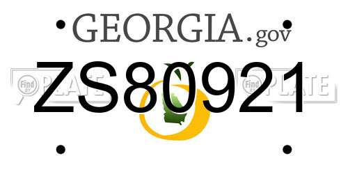 ZS80921 Georgia License Plate