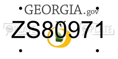 ZS80971 Georgia License Plate