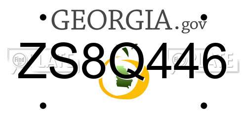 ZS8Q446 Georgia License Plate