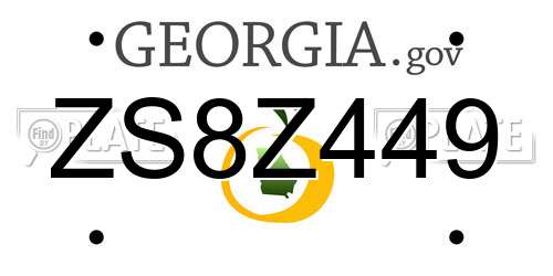 ZS8Z449 Georgia License Plate