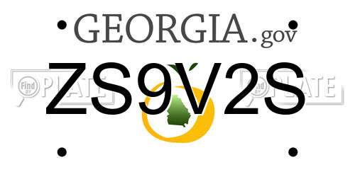 ZS9V2S Georgia License Plate