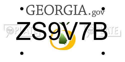 ZS9V7B Georgia License Plate