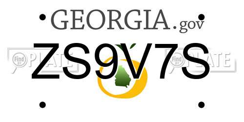 ZS9V7S Georgia License Plate