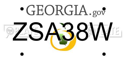 ZSA38W Georgia License Plate