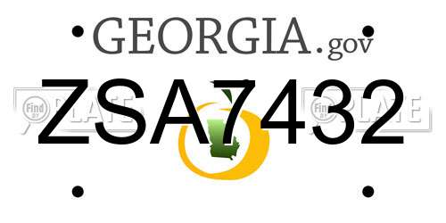 ZSA7432 Georgia License Plate