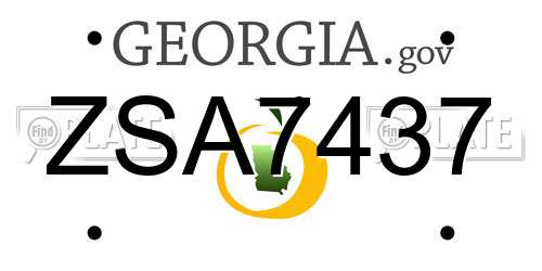 ZSA7437 Georgia License Plate