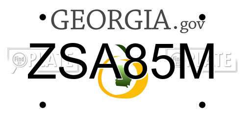 ZSA85M Georgia License Plate