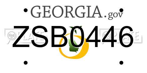 ZSB0446 Georgia License Plate