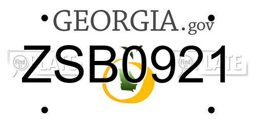 ZSB0921 Georgia License Plate