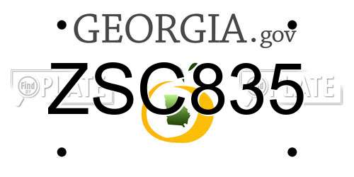 ZSC835 Georgia License Plate