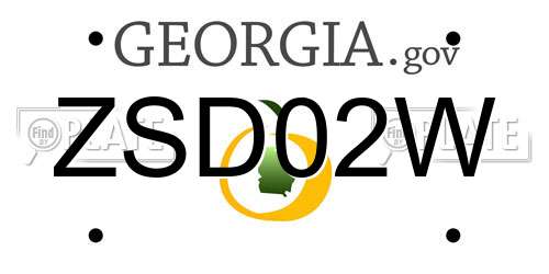 ZSD02W Georgia License Plate