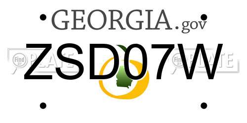 ZSD07W Georgia License Plate