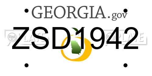 ZSD1942 Georgia License Plate