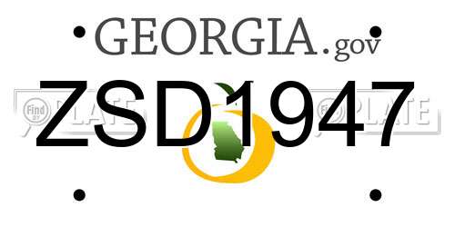 ZSD1947 Georgia License Plate