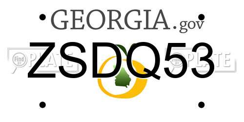 ZSDQ53 Georgia License Plate