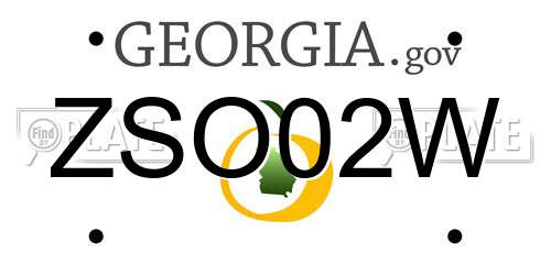 ZSO02W Georgia License Plate
